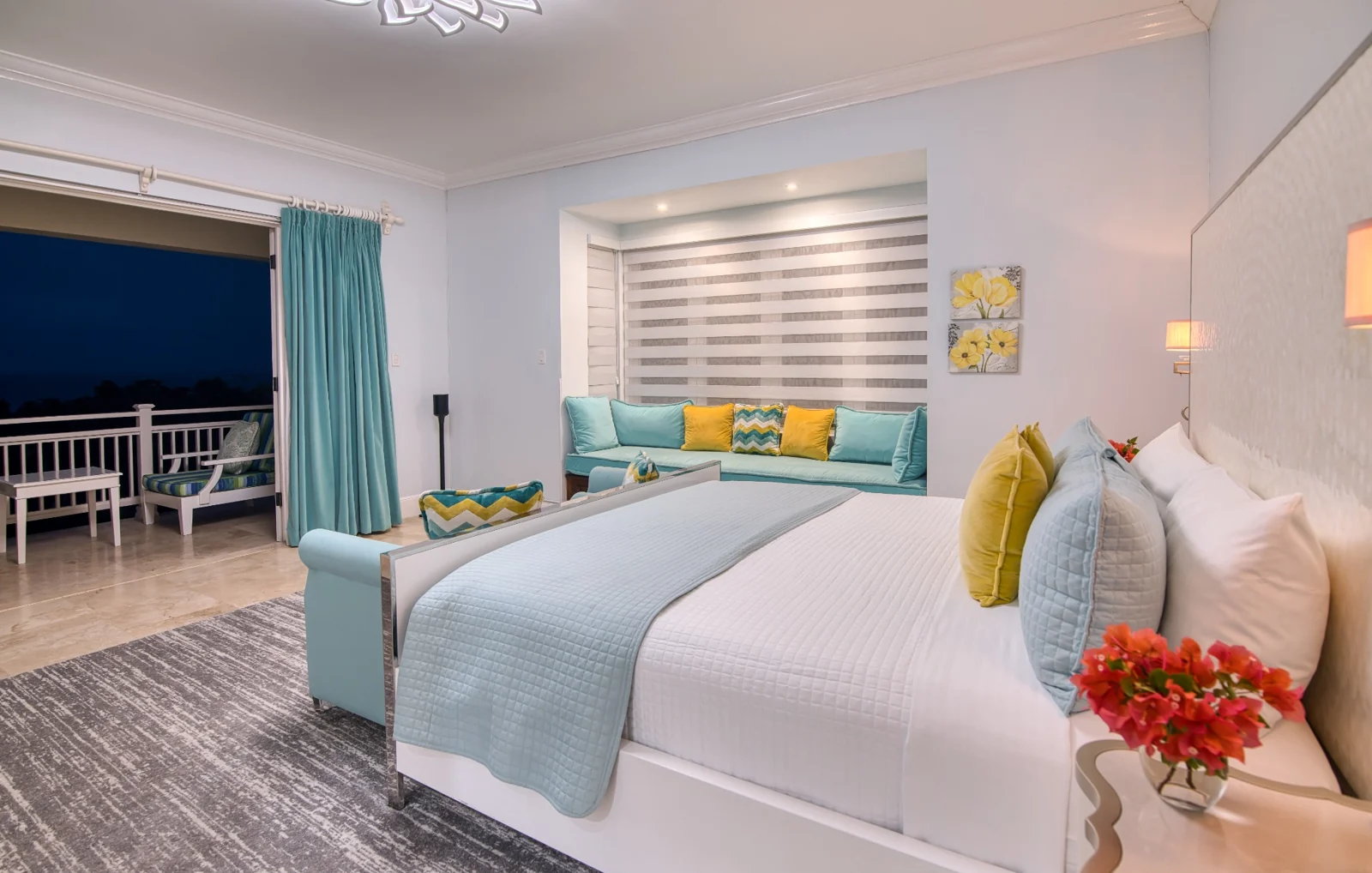 A spacious king bedroom with French doors